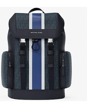 Michael Kors Cooper Medium Striped Signature Logo City Backpack - Blue