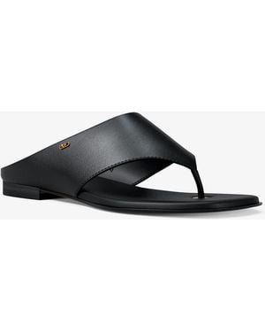 Michael Kors Alster Leather Thong Sandal - Black