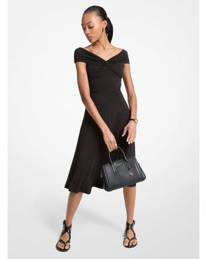 MICHAEL Michael Kors Mk Stretch Viscose Off-The-Shoulder Midi Dress - Black