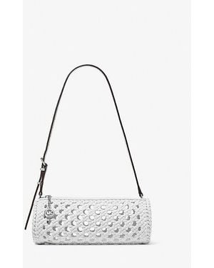 Michael Kors Izzy Small Crocheted Barrel Pochette - White