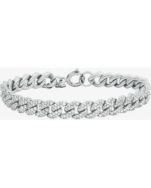 Michael Kors Pavé Curb-Link Chain Bracelet - White