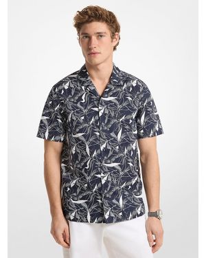 Michael Kors Mkcamisa De Mezcla De Algodón Con Estampado Floral - Azul