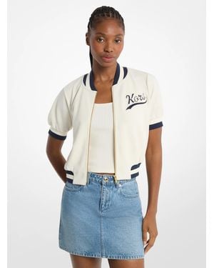 Michael Kors Sporty Piqué Cropped Short-Sleeve Jacket - White