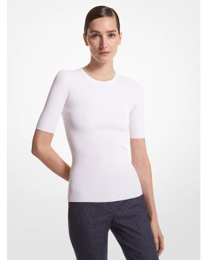 Michael Kors Michael Kors Ribbed Stretch Viscose T-Shirt - White
