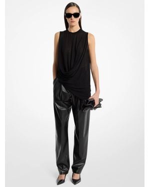 Michael Kors Michael Kors Draped Rayon And Cashmere Top - Black