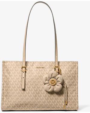 MICHAEL Michael Kors Mk Zadie Medium Printed Logo Tote Bag - Natural