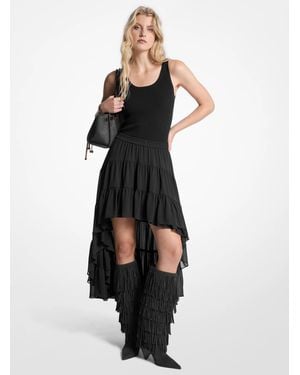 MICHAEL Michael Kors Mk Georgette Tiered Skirt - Black