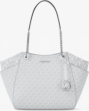 Michael Kors Jet Set Large Signature Logo Shoulder Bag - White