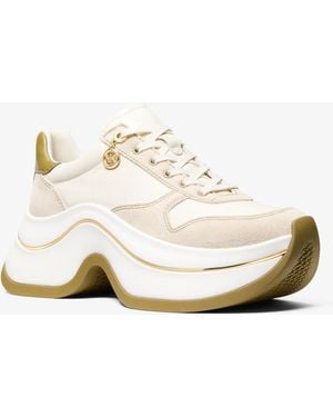 MICHAEL Michael Kors Arla Leather And Suede Trainer - White