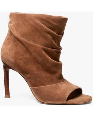 MICHAEL Michael Kors Michael Kors Raelynn Suede Open-Toe Ankle Boot - Brown