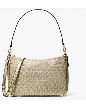 Michael Kors Jet Set Medium Metallic Signature Logo Convertible Crossbody Bag