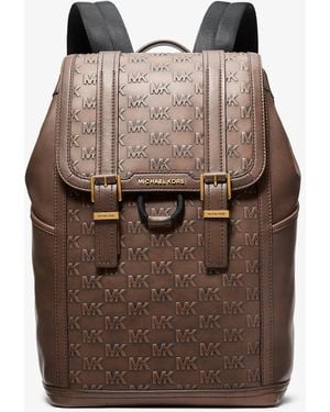Michael Kors Mkmochila Colby Mediana De Piel Curtida Con Logotipo En Relieve - Marrón