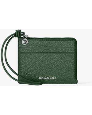 MICHAEL Michael Kors Mk Jet Set Small Pebbled Leather Card Case Wristlet - Green