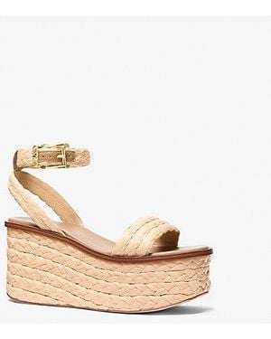 Michael Kors Sandra Straw Platform Sandal - Natural