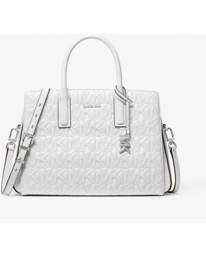 MICHAEL Michael Kors Mk Laila Medium Logo Embossed Satchel - White