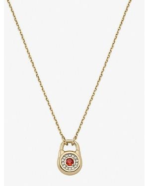 Michael Kors Pavé Lock Necklace - Metallic