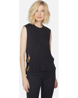 Michael Lauren Whittier Tank W/ Side Slit & Chain - Black