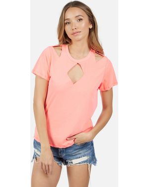Michael Lauren Delaware S/s Crew Tee W/ Cutout - Multicolor