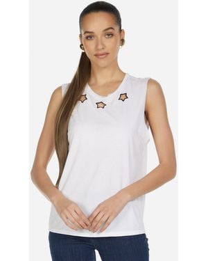 Michael Lauren Bull Embroidered Star - White