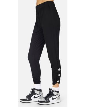 Michael Lauren Calva Crystal Button Shirring - Black