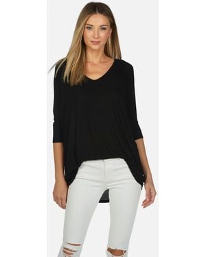 Michael Lauren Dylan Core V-neck Draped Tee - Black