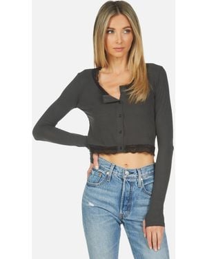 Michael Lauren Zuko Button Down Crop Top - Black