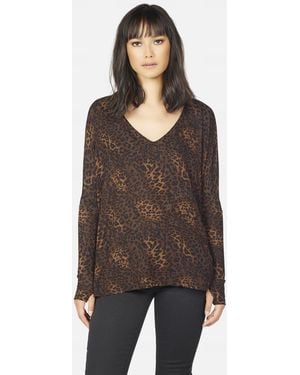 Michael Lauren Hyde Draped V-neck - Brown