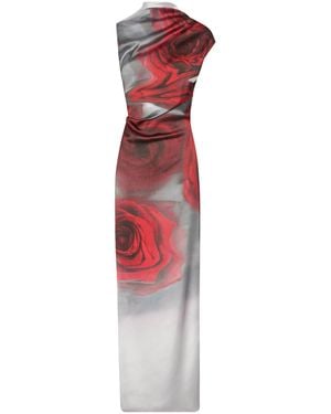 Jean Paul Gaultier The Long Blurry Roses Long Dress - Red