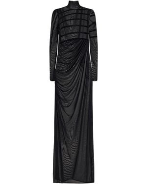 Jean Paul Gaultier The Striped Flocked Long Dress - Black
