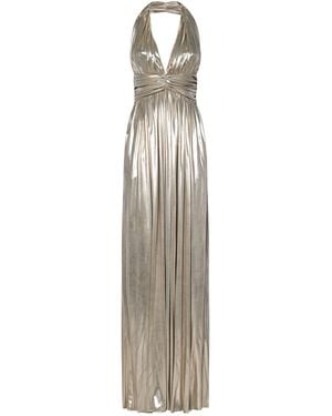 Giambattista Valli Golden Halterneck Jersey Dress With Open Back - White