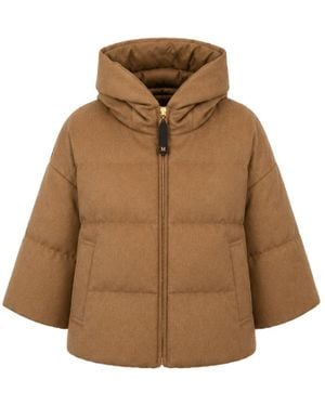 Max Mara Piumino Reversibile Corto Con Cappuccio - Marrone