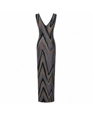 Missoni Abito Lungo Con Scollo A V E Motivo A Zigzag Di Perline - Nero