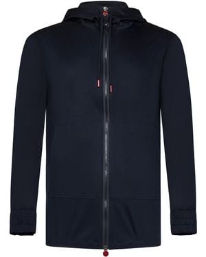 Kiton Zip-Up Sweatshirt With Adjustable Drawstring Hood - Blue