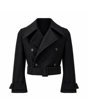 Egonlab Trench Sartoriale Crop Con Cintura - Nero