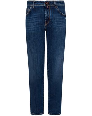 Jacob Cohen Two-Tone Stitched Slim Jeans - Blue