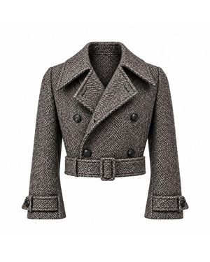 Egonlab Trench Sartoriale Crop Con Cintura - Nero