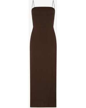Michelle Corvane Chocolate Silk Blend Maxi Slip Slip Dress - Brown