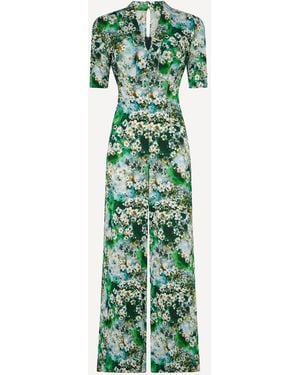 Michelle Corvane Watercolor Floral Mabel Jumpsuit - Green