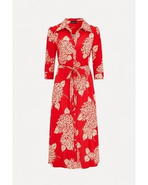 Michelle Corvane Hydrangea Print Vera Shirt Dress - Red