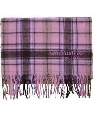 Acne Studios Cashmere Check Sjaal - Paars