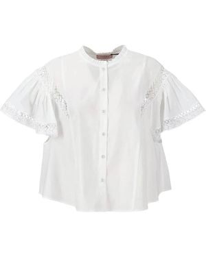 Twinset Overhemden ,Wit ,Shirt Met Kanten Details