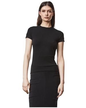 Thom Krom Tops ,Zwart ,Katoen Rondhals Slim Fit Shirt