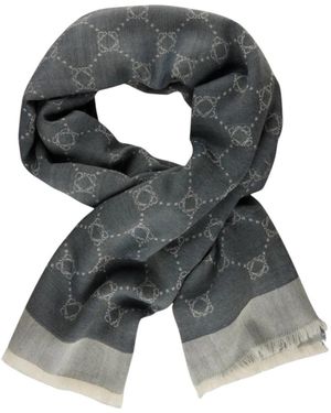 Stenströms Accessoires ,Blauw ,Wol Elegante Patroon Zijde/Wol Sjaal - Grijs