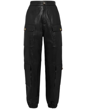 Philipp Plein Broeken ,Zwart ,Leer Leren Joggers