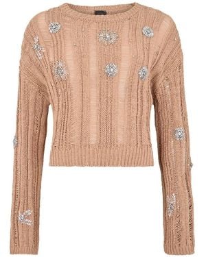 Pinko Round-Neck Knitwear - Natural