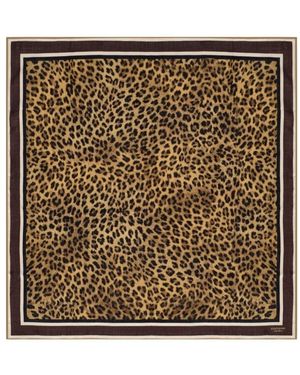 Weekend by Maxmara Accessoires ,Bruin ,Wol Tauro Luipaard Foulard Sjaal - Metallic