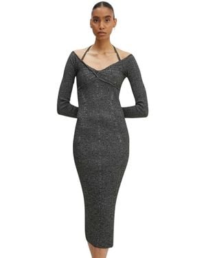 Moschino Gebreide Jurk Met Patroon, Midi-Lengte - Zwart