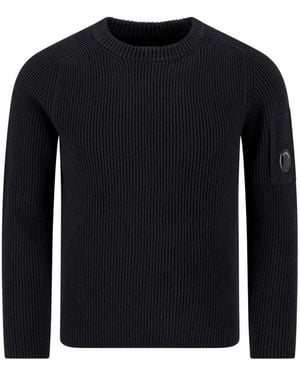 C.P. Company Truien & Vesten ,Zwart ,Katoen Full Rib Crewneck Lens Sweater