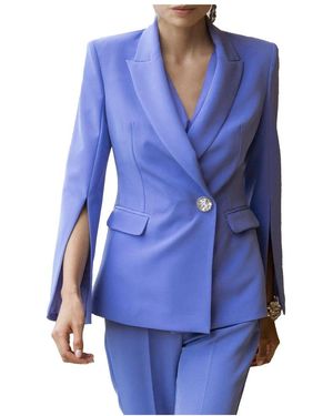Hanita Jassen ,Paars ,Single-Breasted Blazer - Blauw