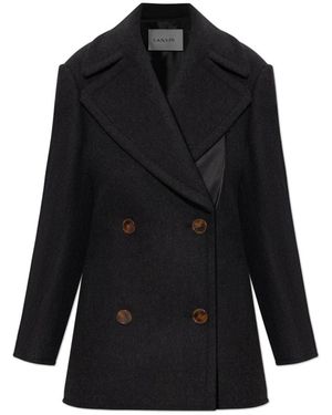 Lanvin Jassen ,Zwart ,Wol Korte Double-Breasted Jas